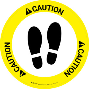 Caution: Shoe Print Up Circular v2 - Floor Sign