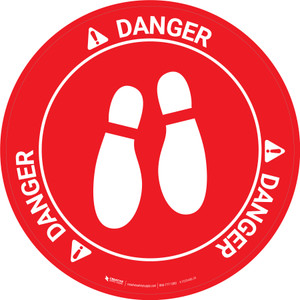 Danger: Shoe Print Down OSHA Circular v2 - Floor Sign