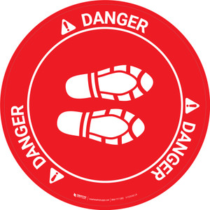 Danger: Shoe Print Right Circular v2 - Floor Sign