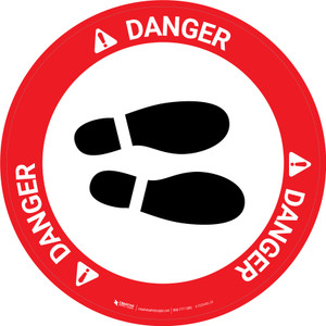 Danger: Shoe Print Right OSHA Circular - Floor Sign