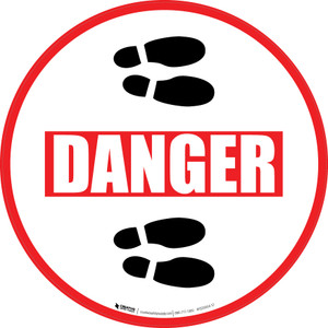 Danger: Shoe Prints Right Circular v2 - Floor Sign