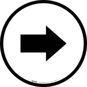 Right Arrow Black Circular - Floor Sign