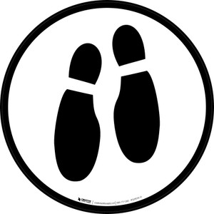 Shoe Print Down Black Circular v2 - Floor Sign