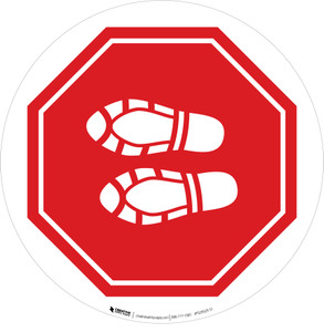 Shoe Print Left Stop Circular - Floor Sign