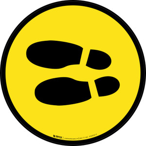 Shoe Print Left Yellow Circular v2 - Floor Sign