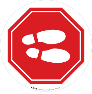 Shoe Print Right Stop Circular v2 - Floor Sign
