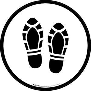 Shoe Print Up Black Circular - Floor Sign
