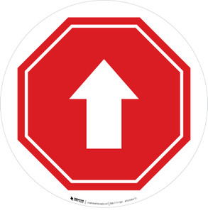 Up Arrow Stop Circular - Floor Sign