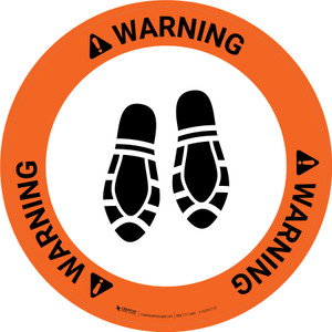 Warning: Shoe Print Down Circular - Floor Sign