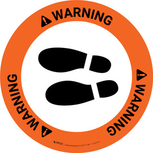 Warning: Shoe Print Left Circular v2 - Floor Sign