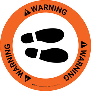 Warning: Shoe Print Right Circular v2 - Floor Sign