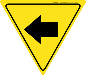 Left Arrow Yellow Yield - Floor Sign