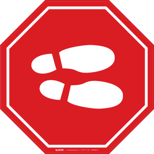 Shoe Print Right Red Stop v2 - Floor Sign