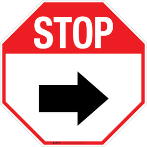 Stop Right Arrow - Floor Sign
