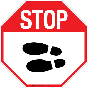 Stop Shoe Print Left v2 - Floor Sign