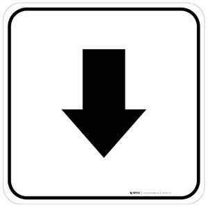 Down Arrow Black Square - Floor Sign