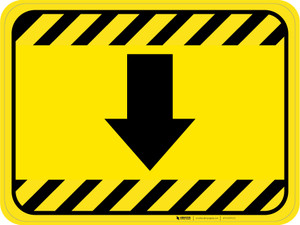Down Arrow Hazard Striped Rectangle - Floor Sign