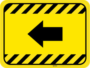 Left Arrow Hazard Striped Rectangle - Floor Sign