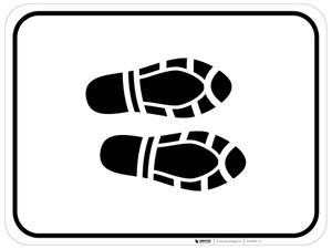 Shoe Print Right Black Rectangle - Floor Sign