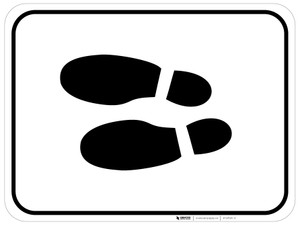 Shoe Print Left Black Rectangle v2 - Floor Sign