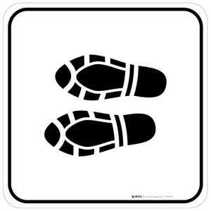 Shoe Print Left Black Square - Floor Sign