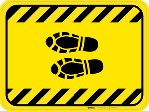 Shoe Print Left Hazard Striped Rectangle - Floor Sign