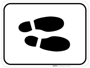 Shoe Print Right Black Rectangle v2 - Floor Sign