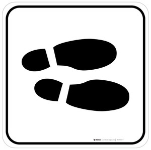 Shoe Print Right Black Square v2 - Floor Sign
