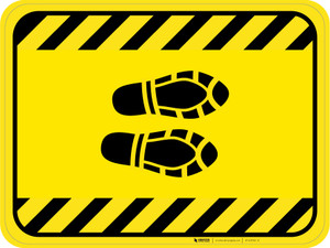 Shoe Print Right Hazard Striped Rectangle - Floor Sign