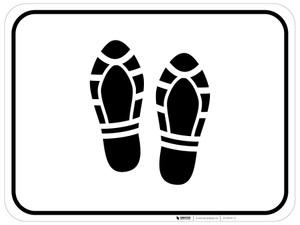 Shoe Print Up Black Rectangle - Floor Sign