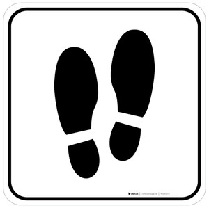 Shoe Print Up Black Square v2 - Floor Sign