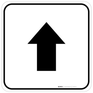 Up Arrow Black Square - Floor Sign