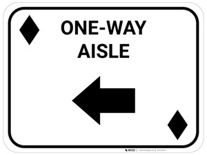 One Way Aisle Left Arrow Black Diamonds - Rectangle Casino - Floor Sign