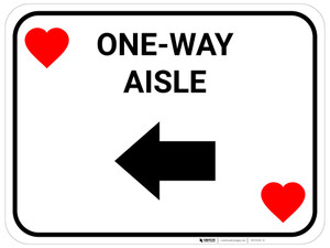 One Way Aisle Left Arrow Red Hearts - Rectangle Casino - Floor Sign
