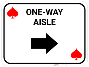 One Way Aisle Right Arrow Red Spades - Rectangle Casino - Floor Sign
