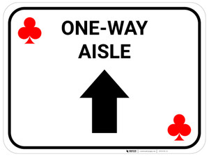 One Way Aisle Up Arrow Red Clubs - Rectangle Casino - Floor Sign