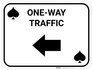 One Way Traffic Left Arrow Black Spades - Rectangle Casino - Floor Sign