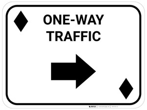 One Way Traffic Right Arrow Black Diamonds - Rectangle Casino - Floor Sign