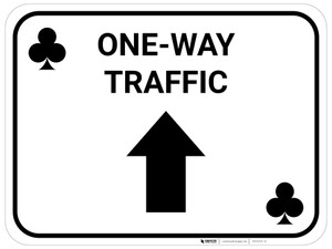 One Way Traffic Up Arrow Black Clubs - Rectangle Casino - Floor Sign