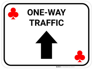 One Way Traffic Up Arrow Red Clubs - Rectangle Casino - Floor Sign