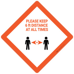 Please Keep 6Ft Distance At All Times - Placard Sign