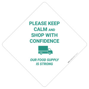 Keep Calm And Shop With Confidence Our Food Supply Is Strong - Placard Sign