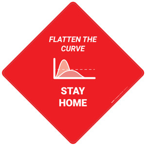 Flatten The Curve Stay Home - Placard Sign