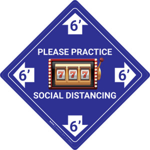 Please Practice Social Distancing - Slots Emoji - Blue - Floor Sign