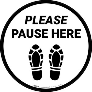 Please Pause Here Shoe Prints Circular - Floor Sign