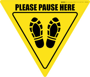Please Pause Here Shoe Prints Yield - Floor Sign