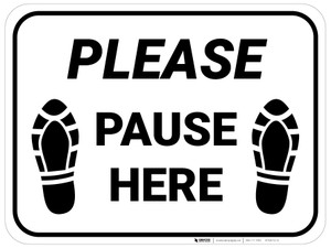 Please Pause Here Shoe Prints Rectangle - Floor Sign