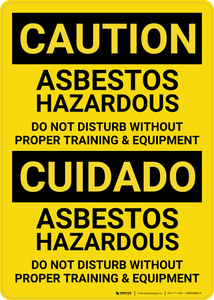 Caution: Asbestos Hazardous Bilingual (Spanish) - Wall Sign
