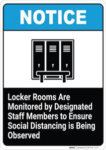 Locker Rooms Are Monitored by Designated Staff Members - Wall Sign