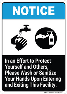 Please Wash or Sanitize Your Hands Upon Entering and Exiting This Facility - Wall Sign Please Wash or Sanitize Your Hands Upon Entering and Exiting This Facility - Wall Sign